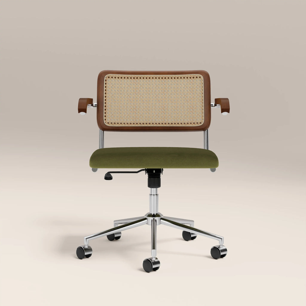 Kenton Office Chair | Olive Green Sustainable Velvet & Chrome — view 2