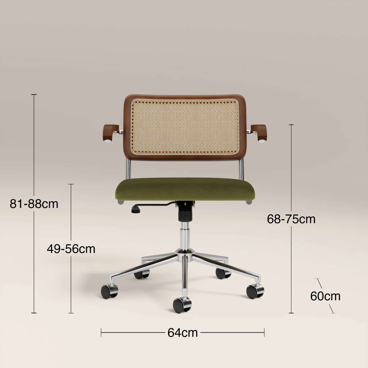 Kenton Office Chair | Olive Green Sustainable Velvet & Chrome — view 7