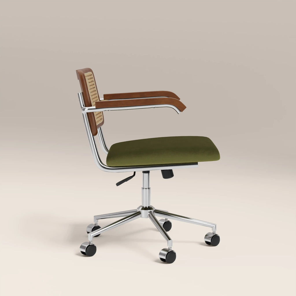 Kenton Office Chair | Olive Green Sustainable Velvet & Chrome — view 4