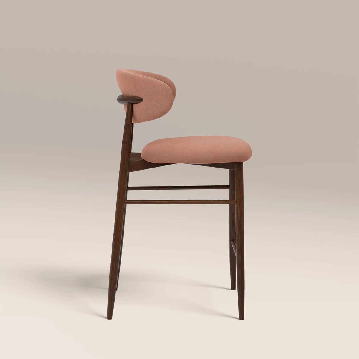 Halston Kitchen Stool | Blush Pink Sustainable Velvet & Walnut — view 4
