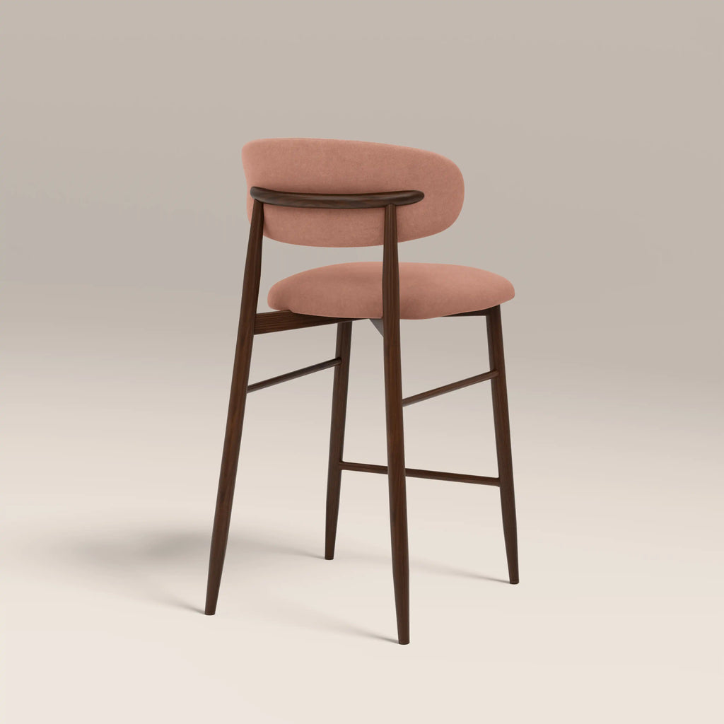 Halston Kitchen Stool | Blush Pink Sustainable Velvet & Walnut — view 5