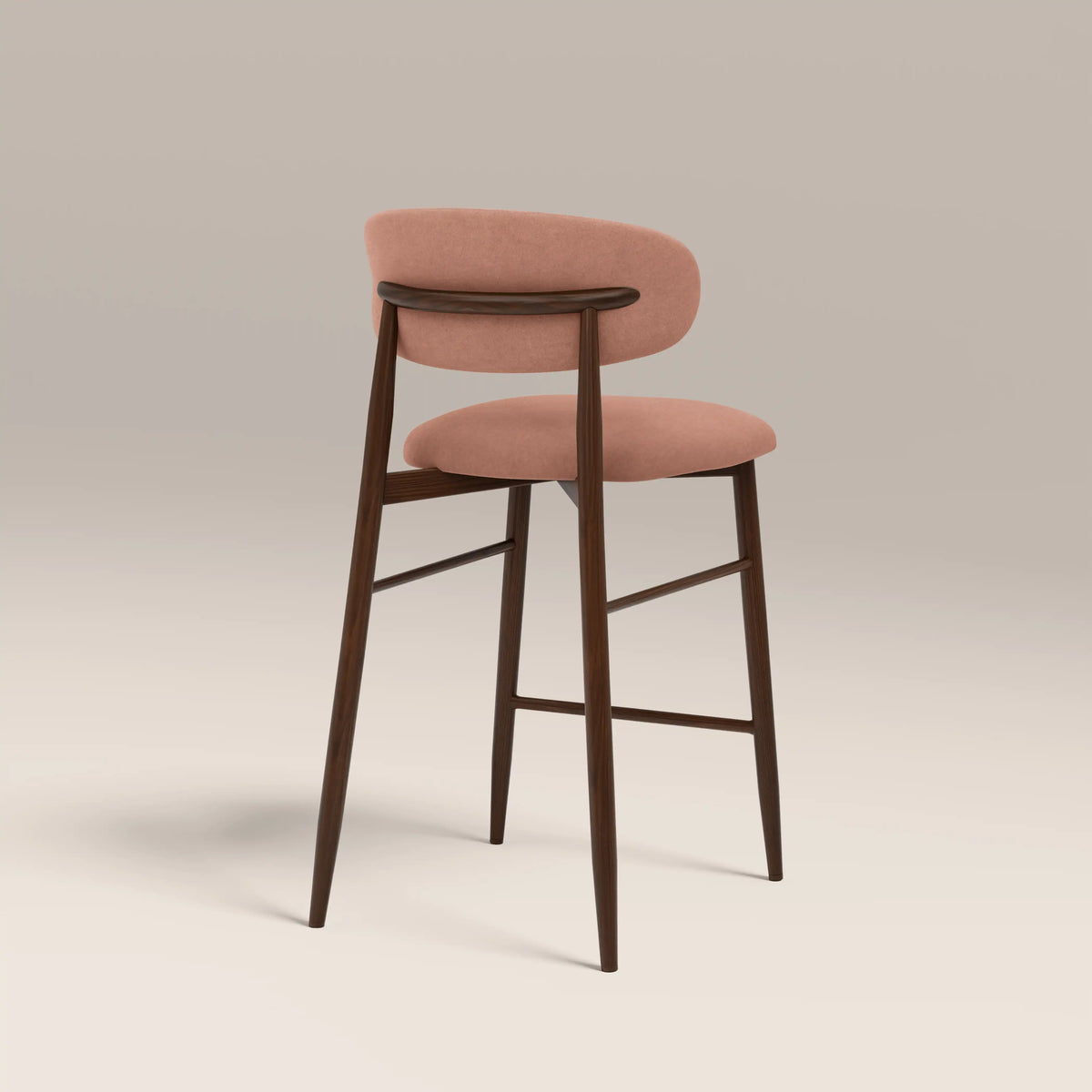 Halston Kitchen Stool | Blush Pink Sustainable Velvet & Walnut — view 5