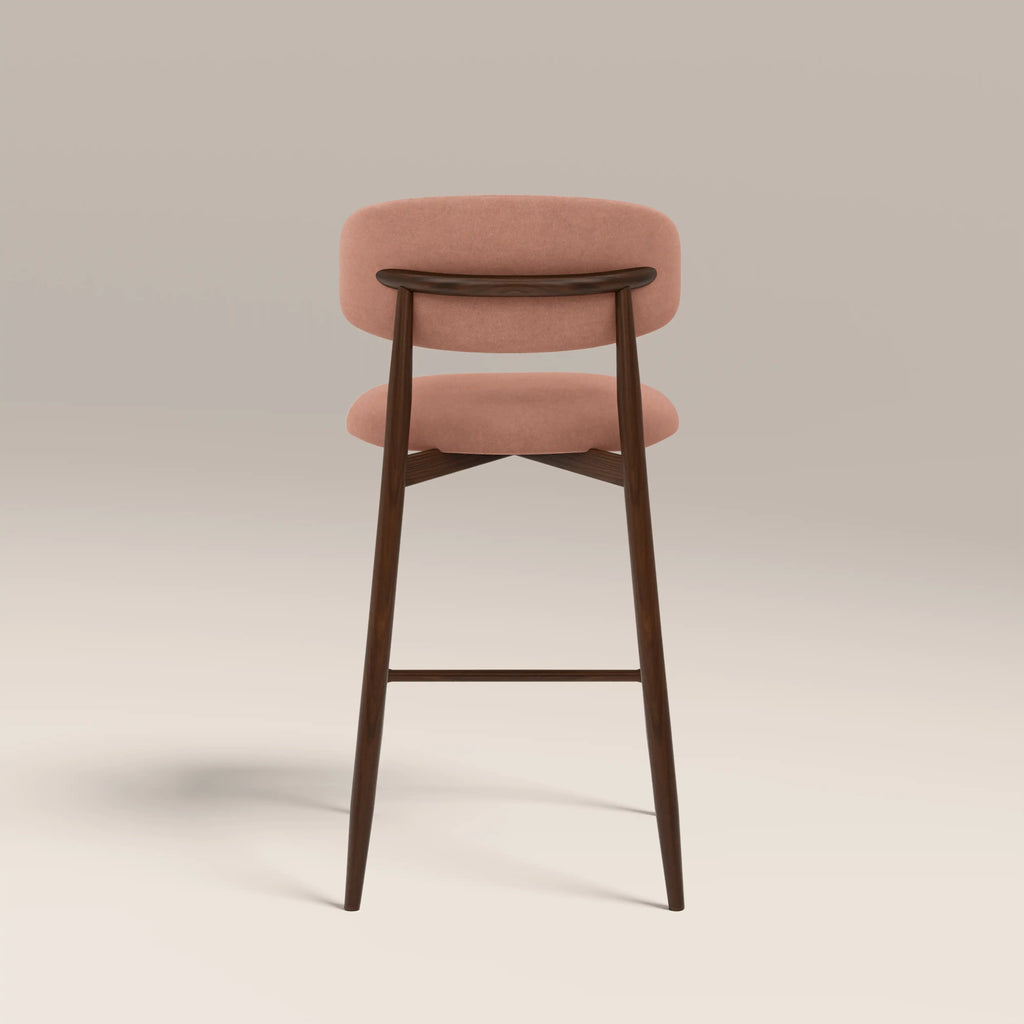 Halston Kitchen Stool | Blush Pink Sustainable Velvet & Walnut — view 6