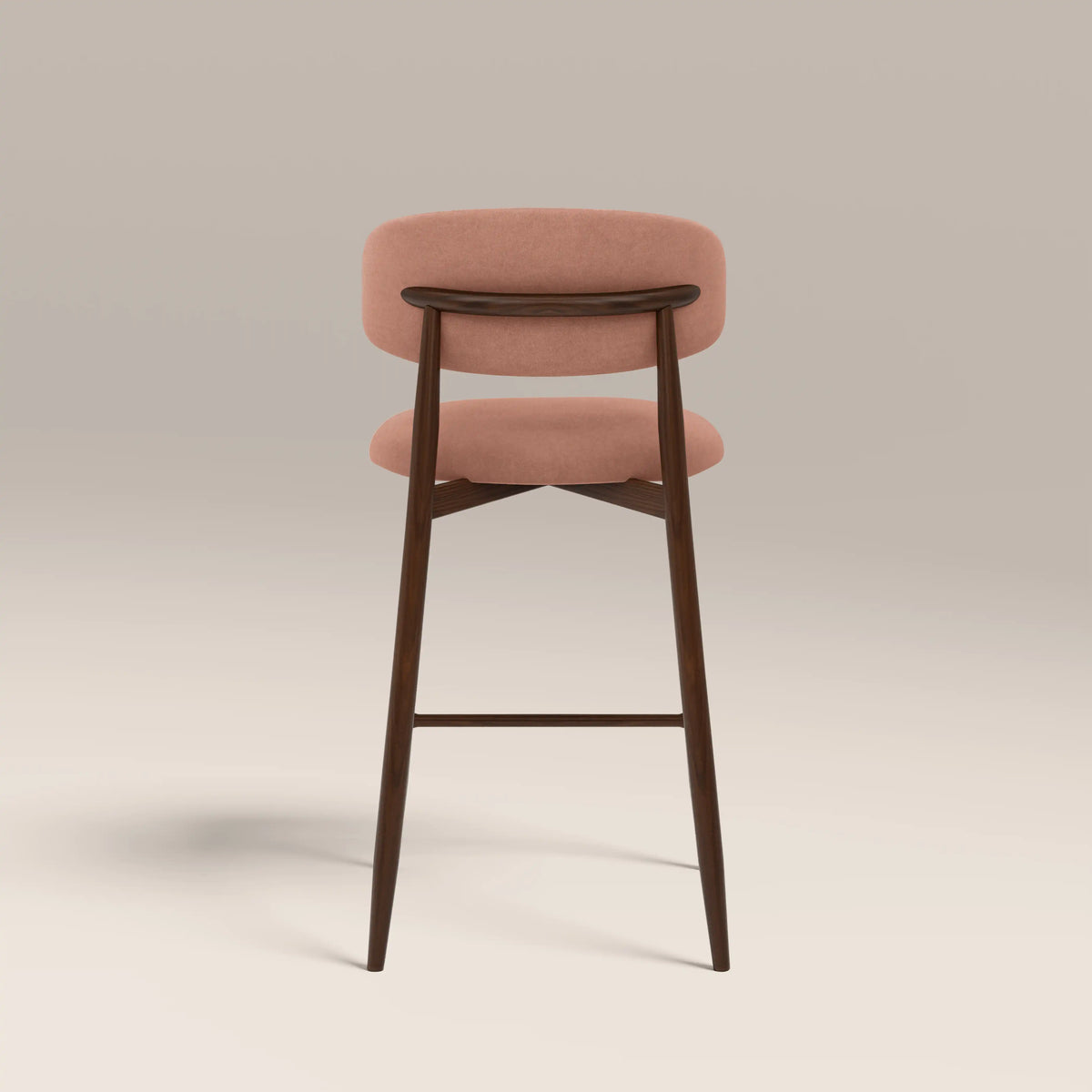 Halston Kitchen Stool | Blush Pink Sustainable Velvet & Walnut — view 6