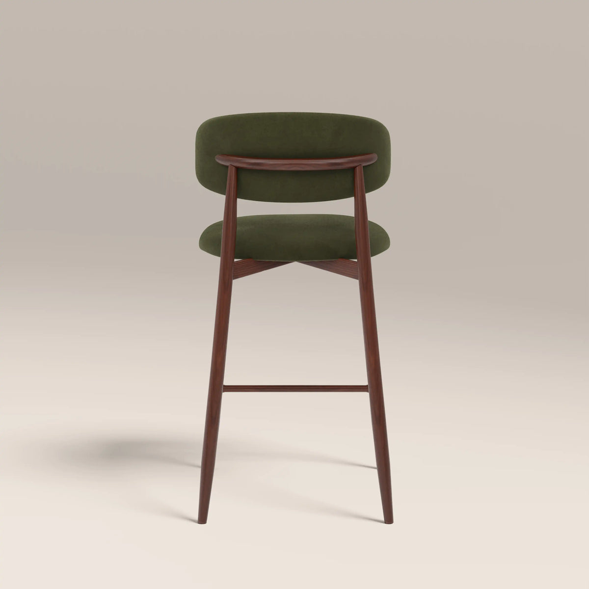 Halston Kitchen Stool | Olive Green Sustainable Velvet & Walnut — view 7
