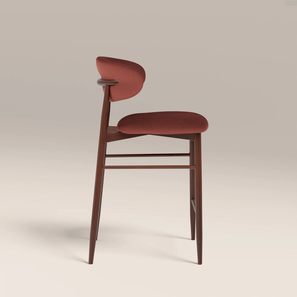 Halston Kitchen Stool | Rust Red Sustainable Velvet & Walnut — view 4