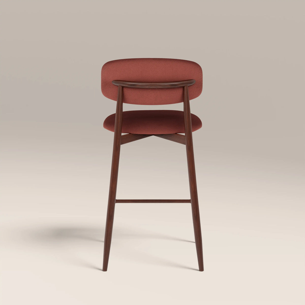 Halston Kitchen Stool | Rust Red Sustainable Velvet & Walnut — view 6