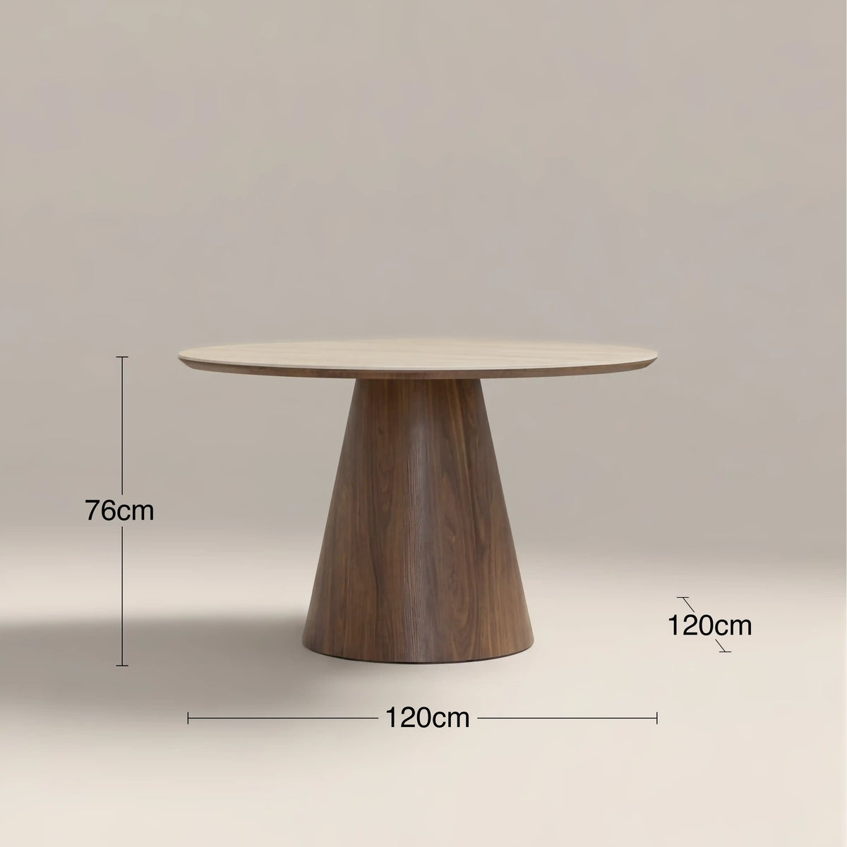 Finnley Large 4 Seat Round Dining Table | Natural Travertine Effect Sintered Stone & Walnut — view 6