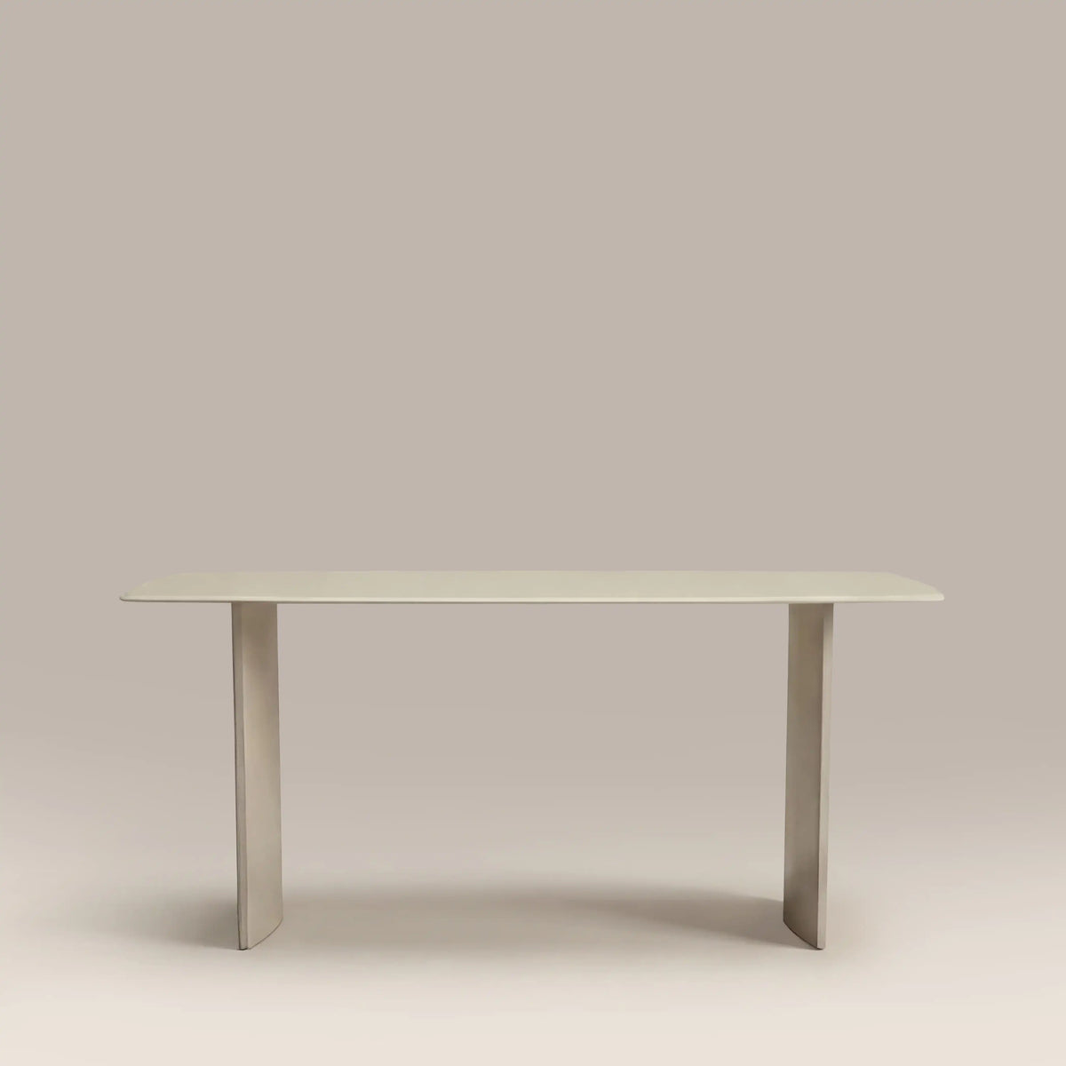 Jet 6 Seat Rectangle Dining Table | Soft Ecru Sandblasted Glass & High Gloss Soft Ecru — dining table from 2nd Time Around