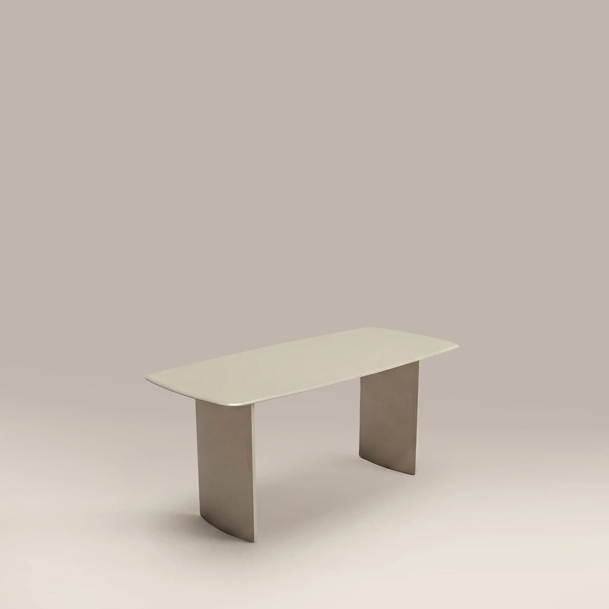 Jet 6 Seat Rectangle Dining Table | Soft Ecru Sandblasted Glass & High Gloss Soft Ecru — view 2