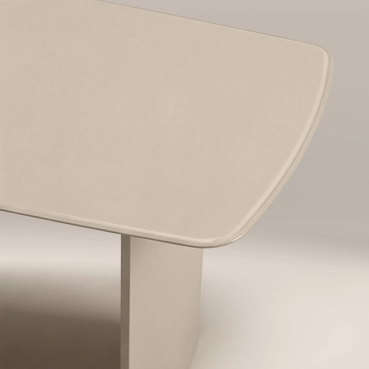 Jet 6 Seat Rectangle Dining Table | Soft Ecru Sandblasted Glass & High Gloss Soft Ecru — view 4
