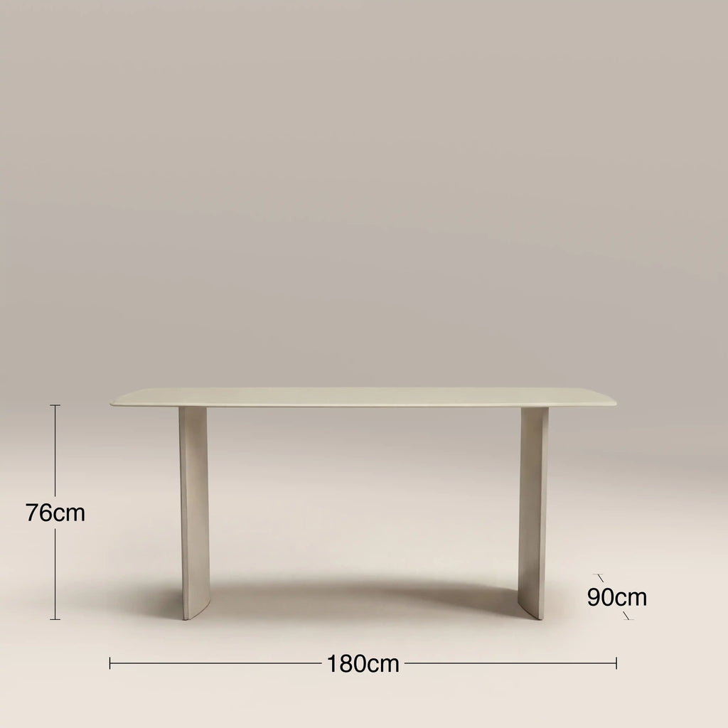 Jet 6 Seat Rectangle Dining Table | Soft Ecru Sandblasted Glass & High Gloss Soft Ecru — view 5