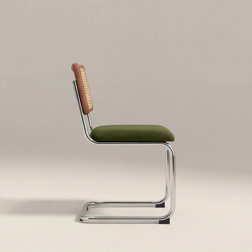 Kenton Dining Chair | Olive Green Sustainable Velvet & Chrome — view 5