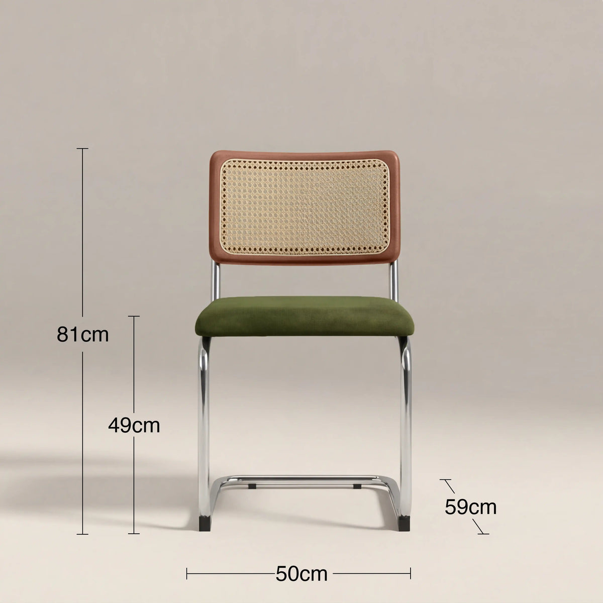 Kenton Dining Chair | Olive Green Sustainable Velvet & Chrome — view 7