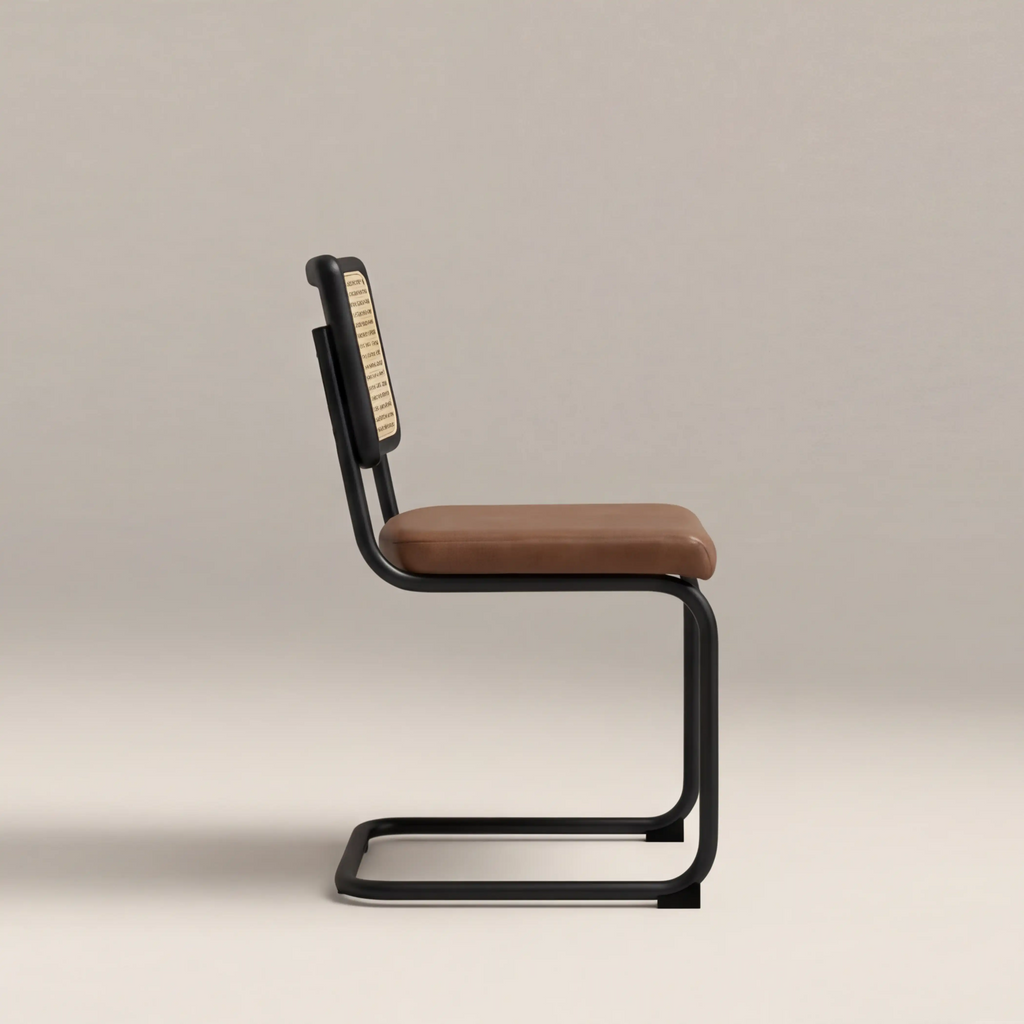 Kenton Dining Chair | Vintage Tan Faux Leather & Black — view 5
