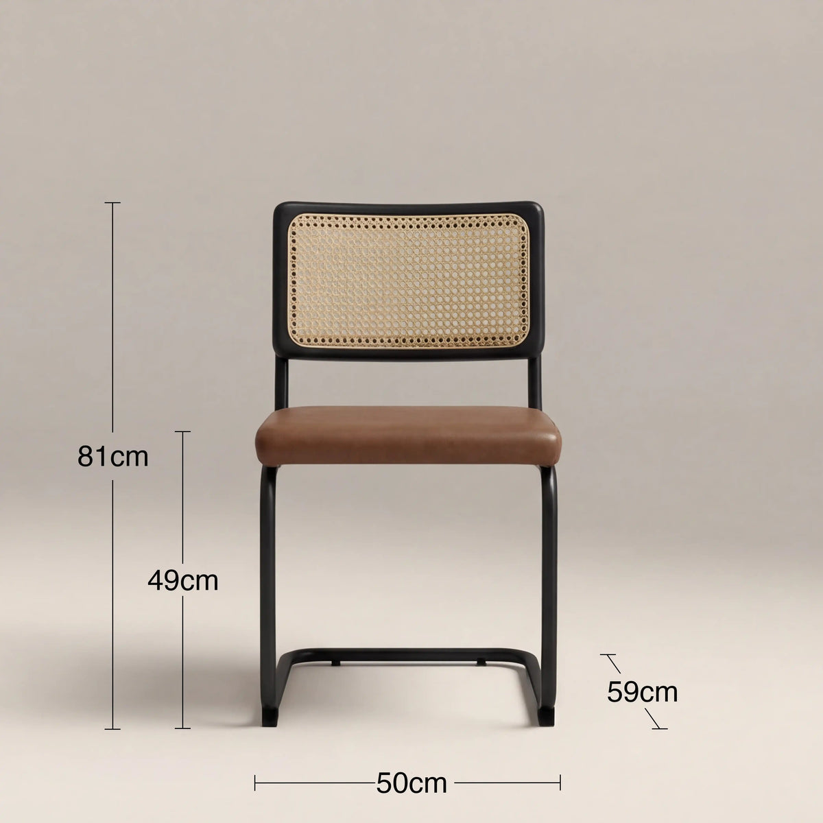 Kenton Dining Chair | Vintage Tan Faux Leather & Black — view 7