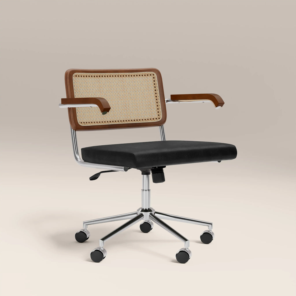 Kenton Office Chair | Vintage Black Faux Leather & Chrome — view 2