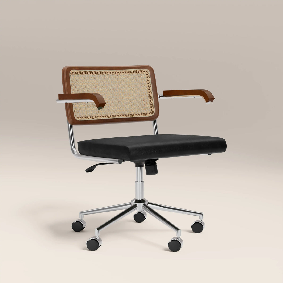 Kenton Office Chair | Vintage Black Faux Leather & Chrome — view 2