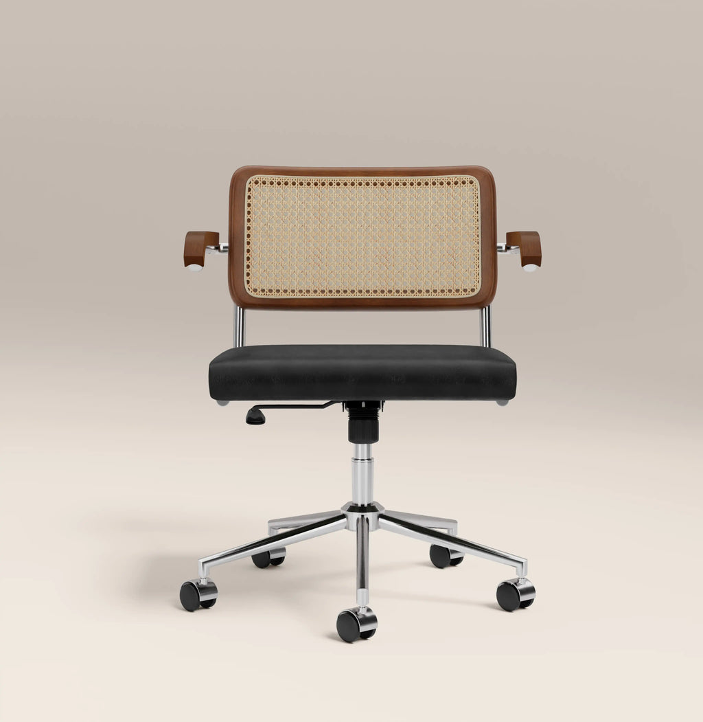 Kenton Office Chair | Vintage Black Faux Leather & Chrome — view 3