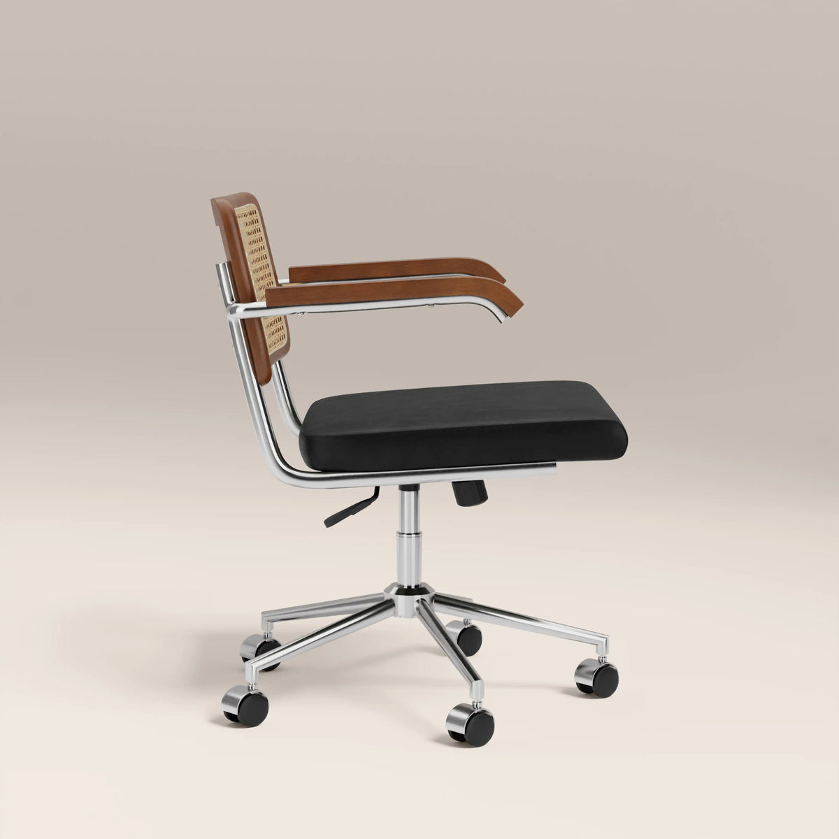 Kenton Office Chair | Vintage Black Faux Leather & Chrome — view 4
