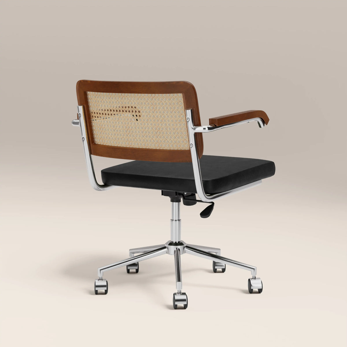 Kenton Office Chair | Vintage Black Faux Leather & Chrome — view 5