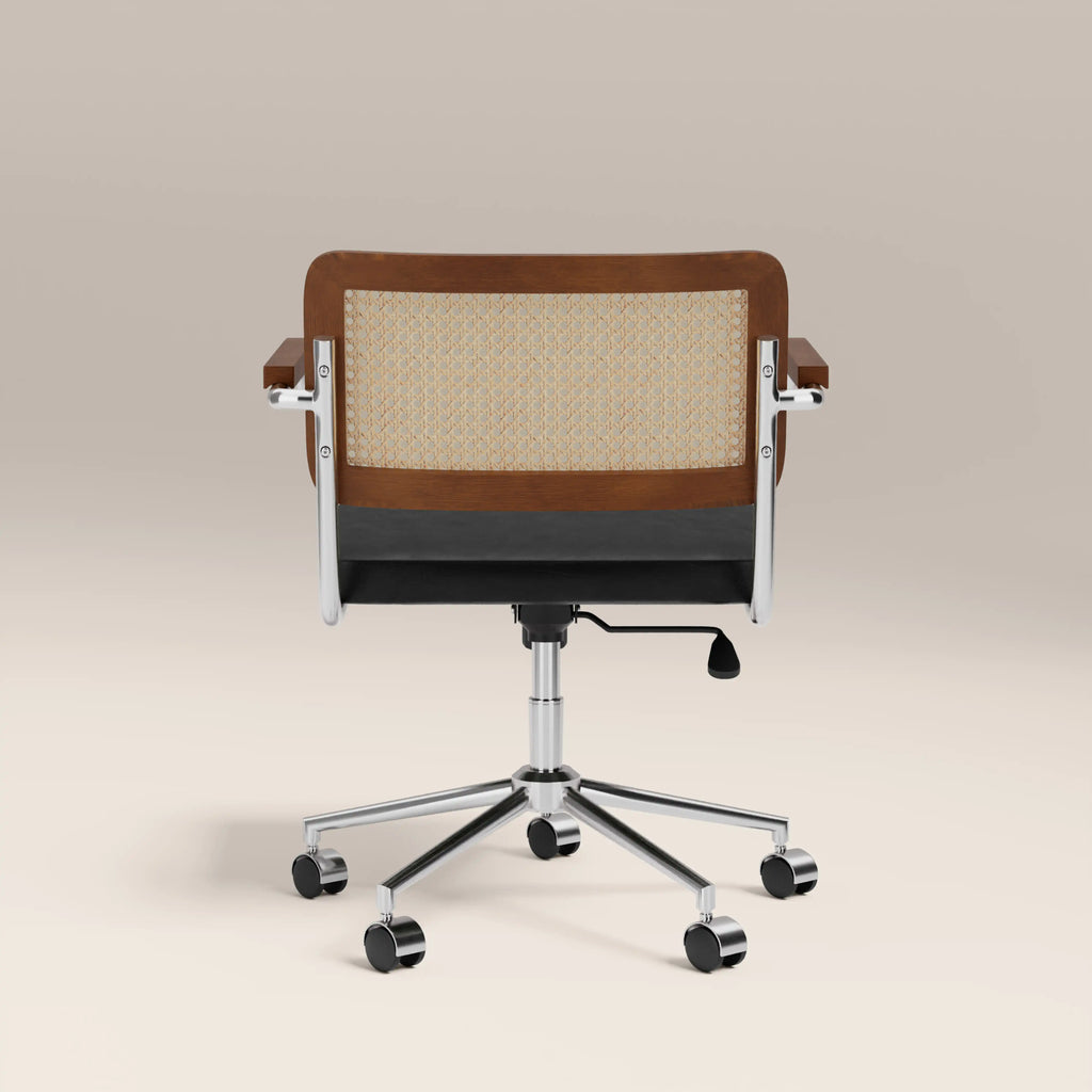 Kenton Office Chair | Vintage Black Faux Leather & Chrome — view 6
