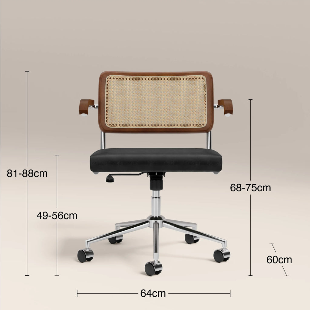 Kenton Office Chair | Vintage Black Faux Leather & Chrome — view 7
