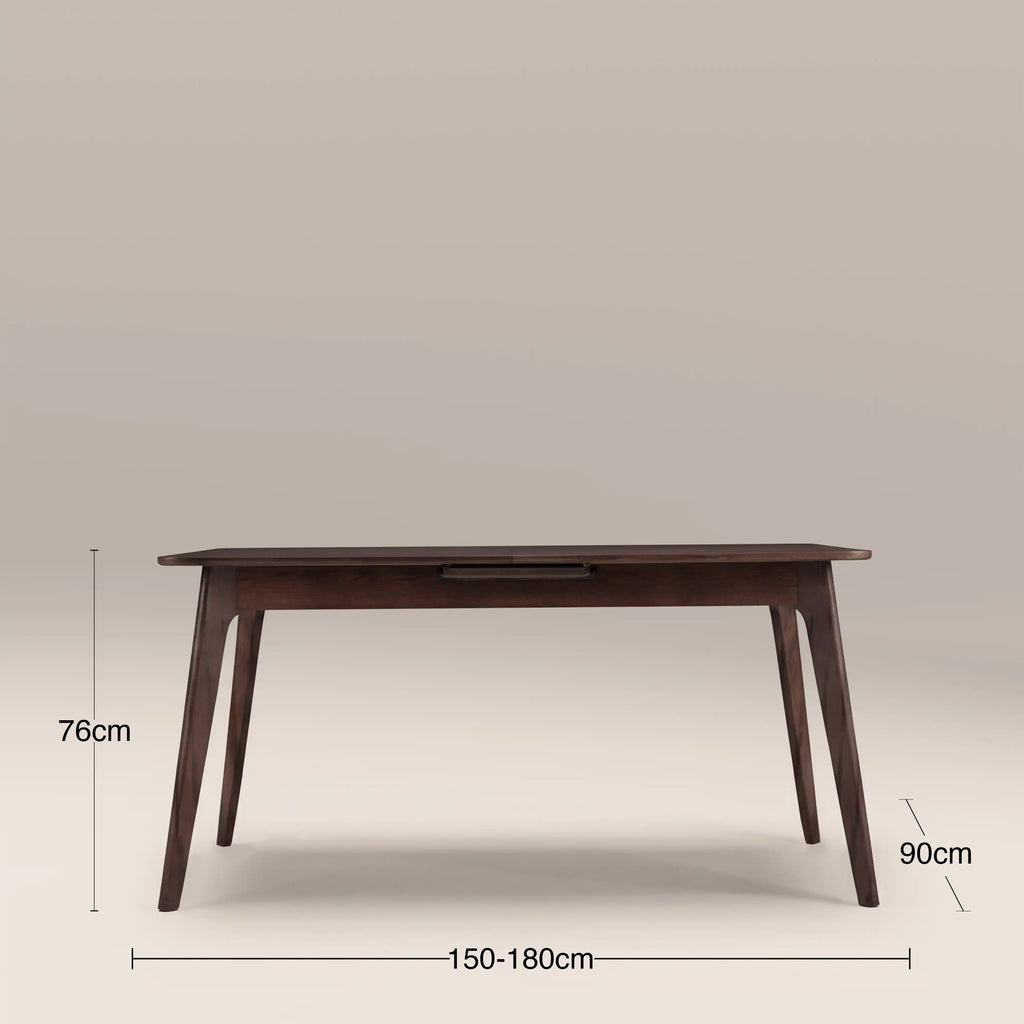 Landon 4-6 Seat Rectangle Wooden Extendable Dining Table | Walnut — view 7