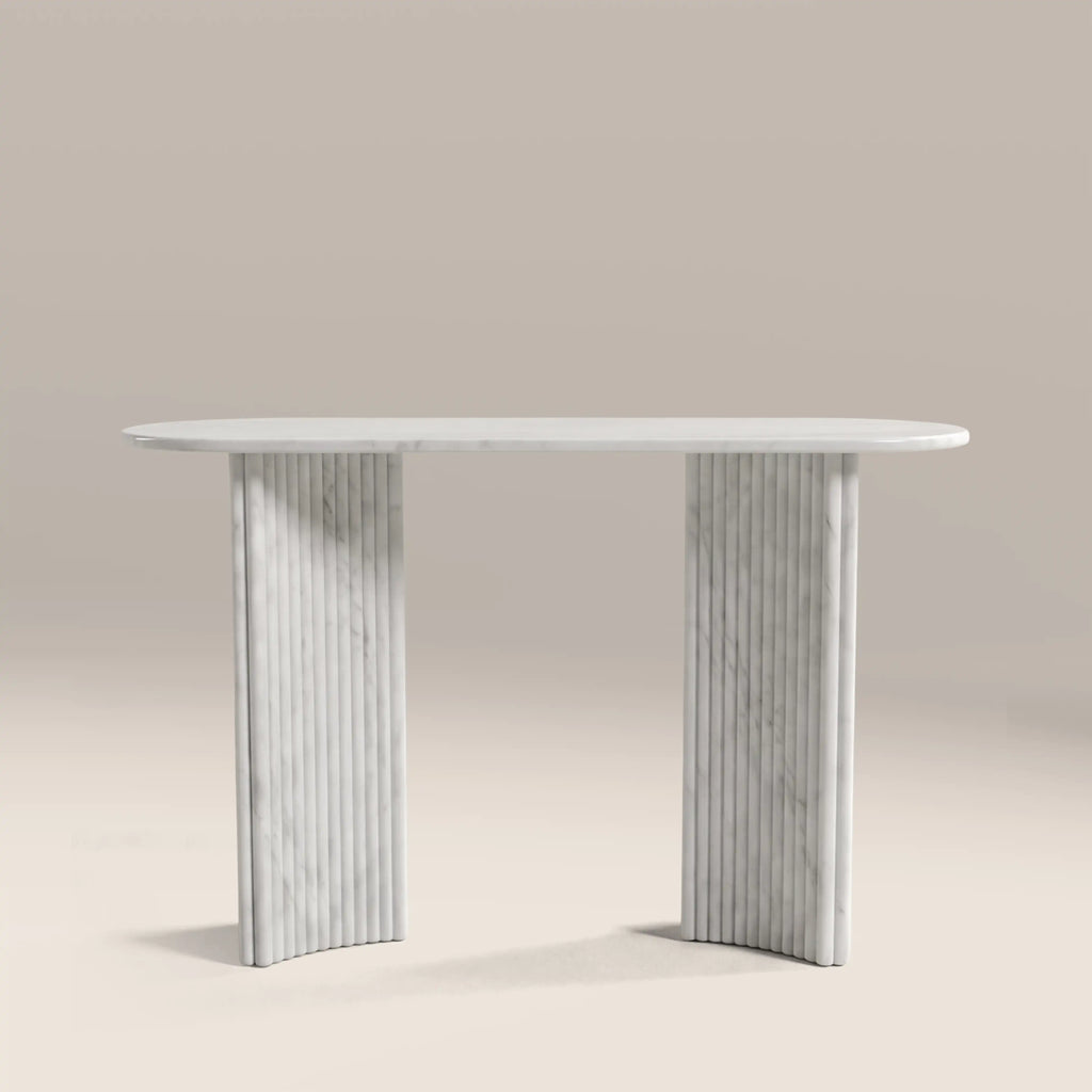 Jace Console Table | White Carrara Honed Marble Effect Stone — view 2