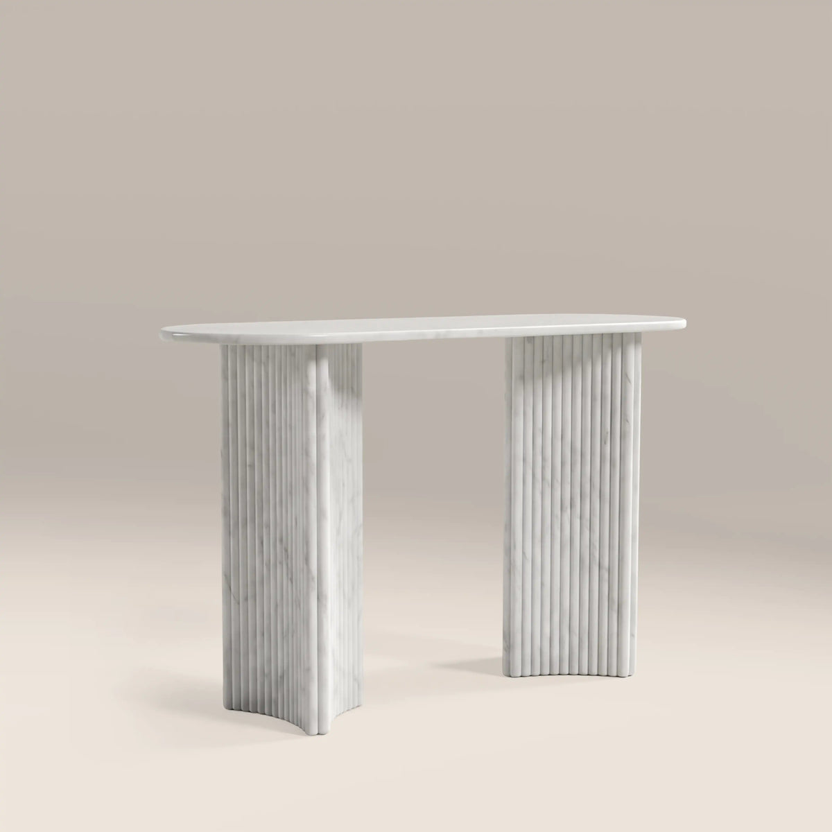 Jace Console Table | White Carrara Honed Marble Effect Stone — view 4