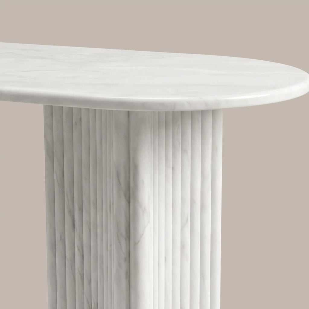 Jace Console Table | White Carrara Honed Marble Effect Stone — view 5