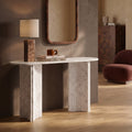 Jace Console Table | White Carrara Honed Marble Effect Stone — dressing table from 2nd Time Around