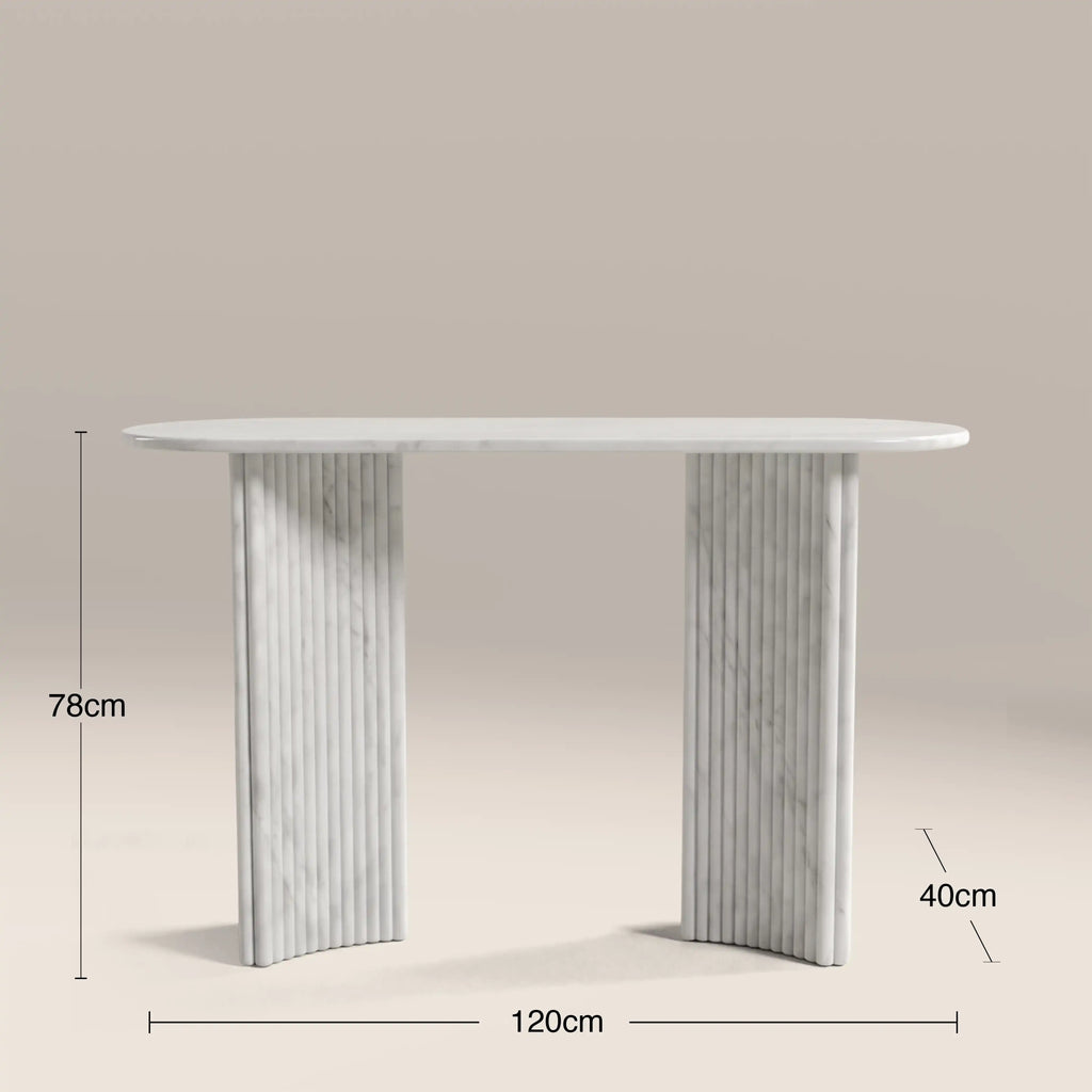 Jace Console Table | White Carrara Honed Marble Effect Stone — view 6