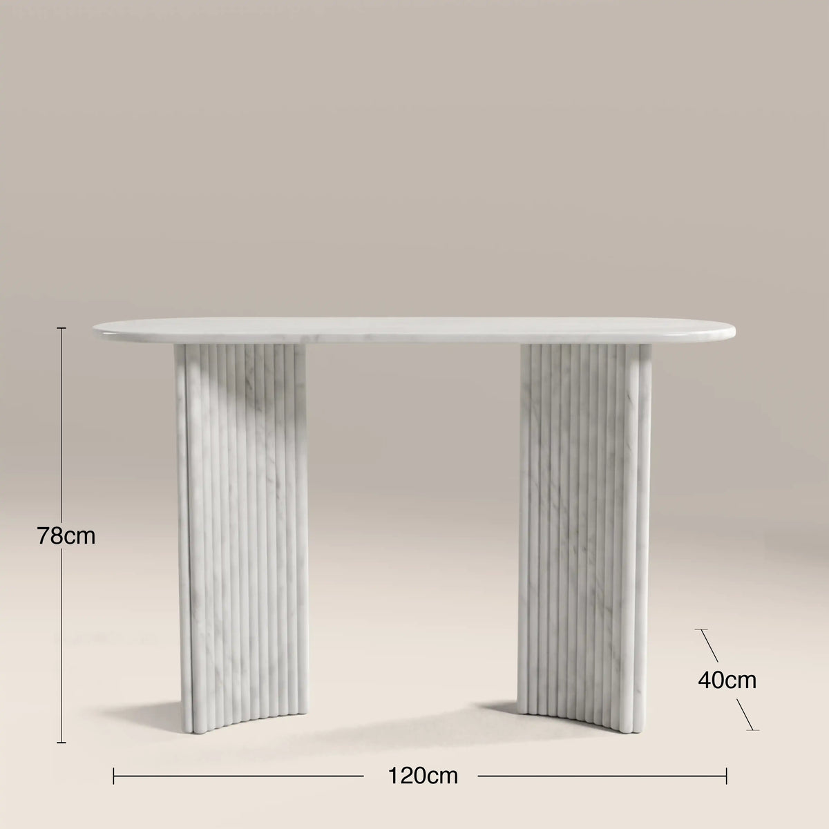 Jace Console Table | White Carrara Honed Marble Effect Stone — view 6