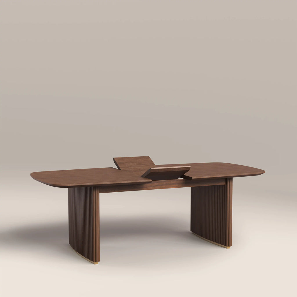 Caleb 6-8 Seat Rectangle Wooden Extendable Dining Table | Walnut — view 5