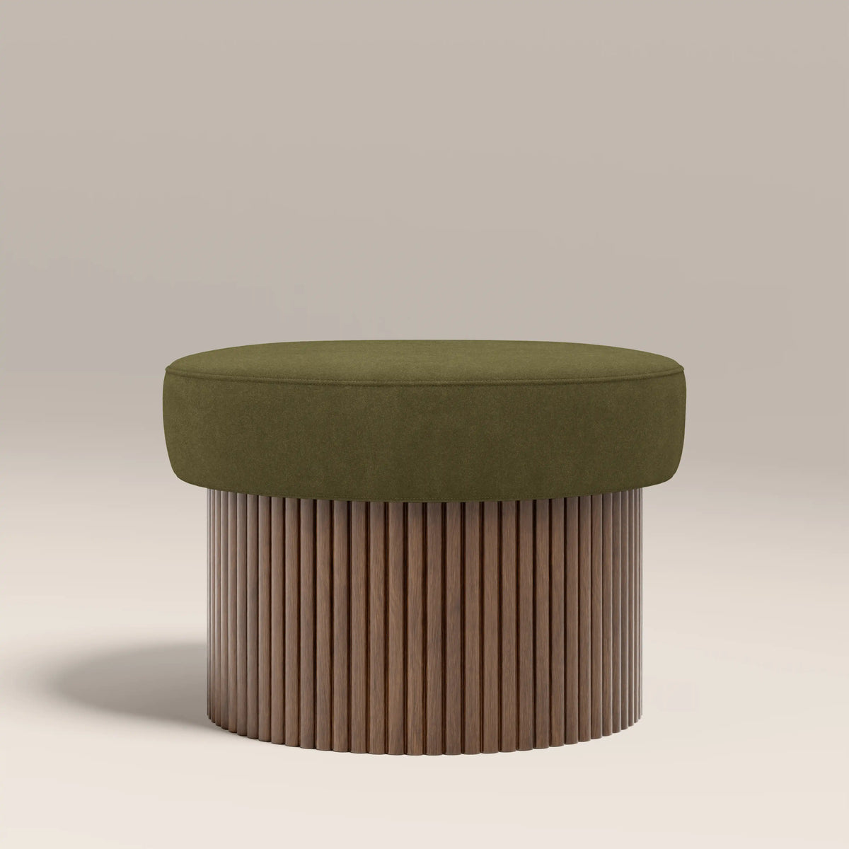 Alexis Storage Footstool | Moss Green Sustainable Mohair Velvet & Walnut — footstool from 2nd Time Around