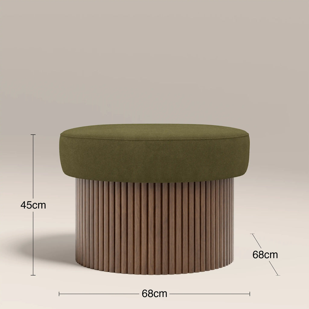 Alexis Storage Footstool | Moss Green Sustainable Mohair Velvet & Walnut — view 6