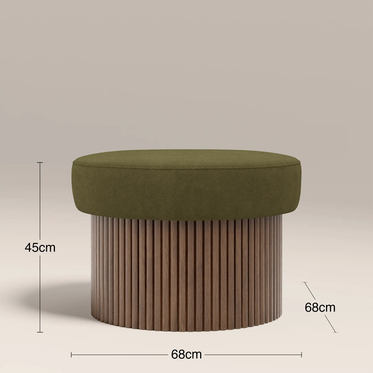 Alexis Storage Footstool | Moss Green Sustainable Mohair Velvet & Walnut — view 6