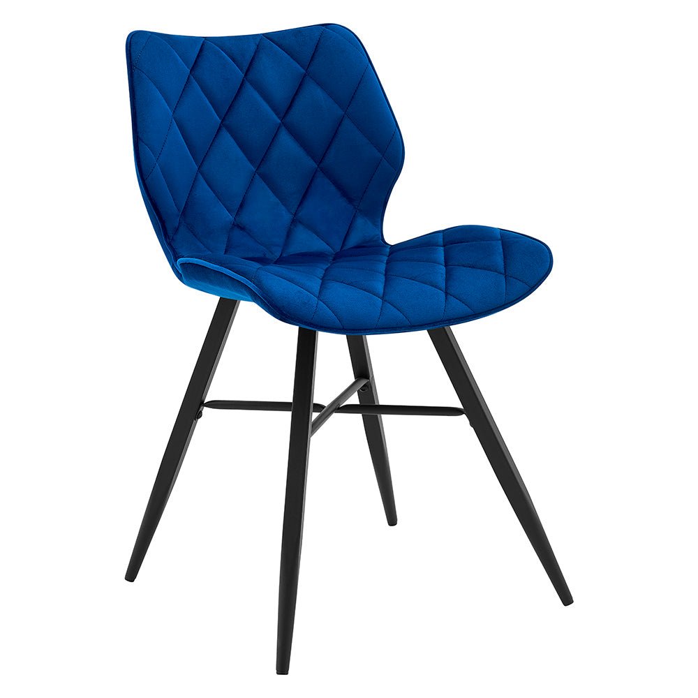 Set of 2 Ampney Velvet Diamond Stitch Dining Chairs with Metal Legs (Blue Velvet) — view 5