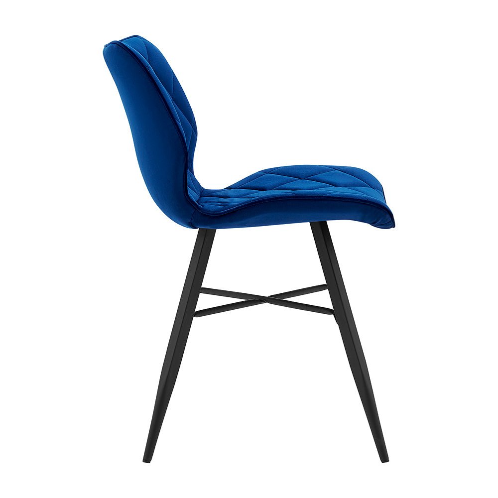 Set of 2 Ampney Velvet Diamond Stitch Dining Chairs with Metal Legs (Blue Velvet) — view 8