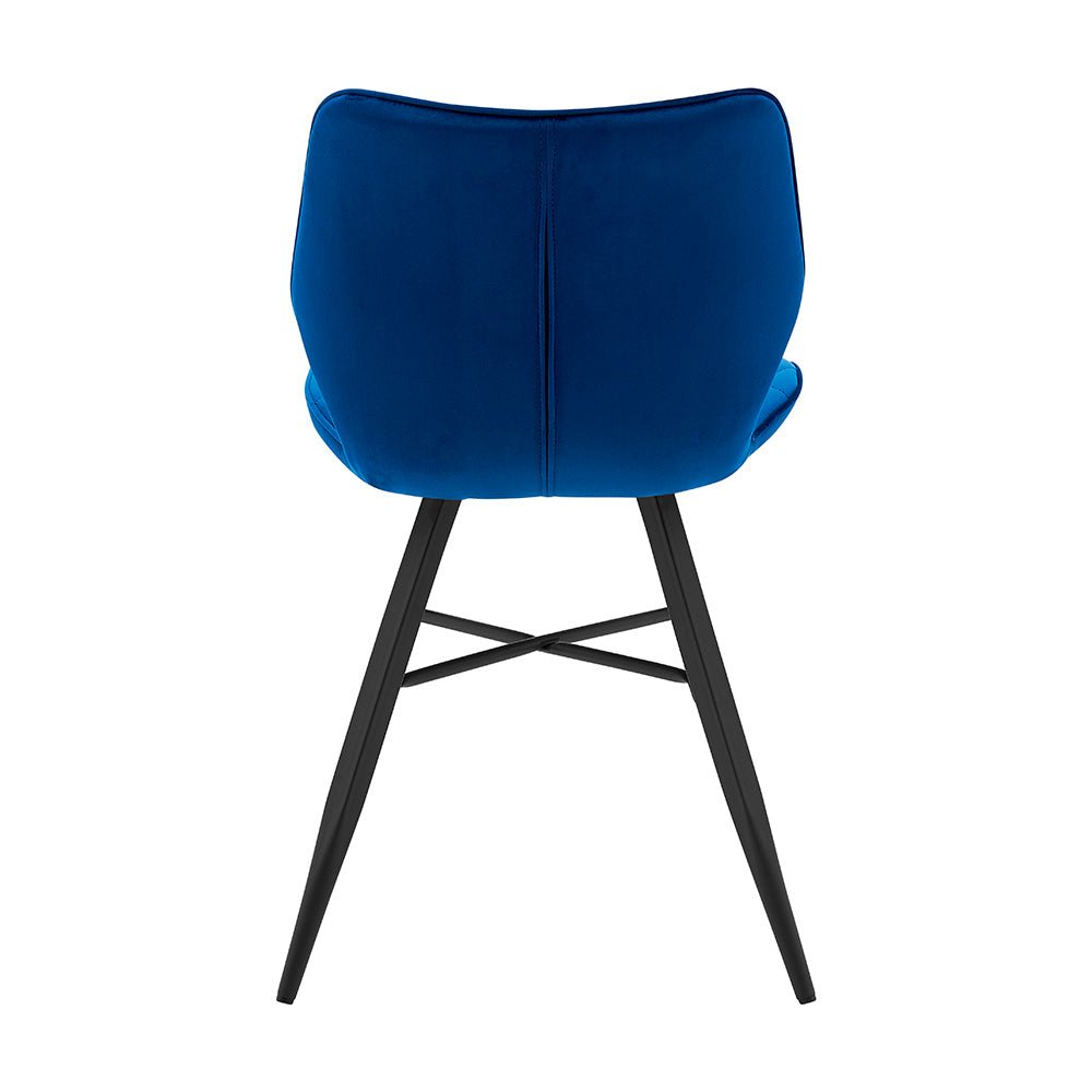 Set of 2 Ampney Velvet Diamond Stitch Dining Chairs with Metal Legs (Blue Velvet) — view 9