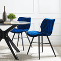 Set of 2 Ampney Velvet Diamond Stitch Dining Chairs with Metal Legs (Blue Velvet) — dining chair from 2nd Time Around