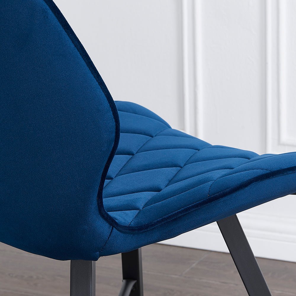 Set of 2 Ampney Velvet Diamond Stitch Dining Chairs with Metal Legs (Blue Velvet) — view 4