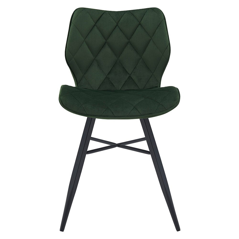 Set of 2 Ampney Velvet Diamond Stitch Dining Chairs with Metal Legs (Green Velvet) — view 5