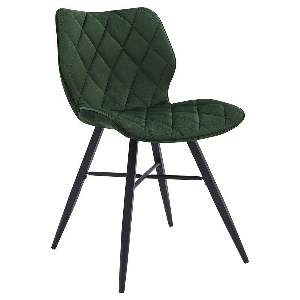 Set of 2 Ampney Velvet Diamond Stitch Dining Chairs with Metal Legs (Green Velvet) — view 6