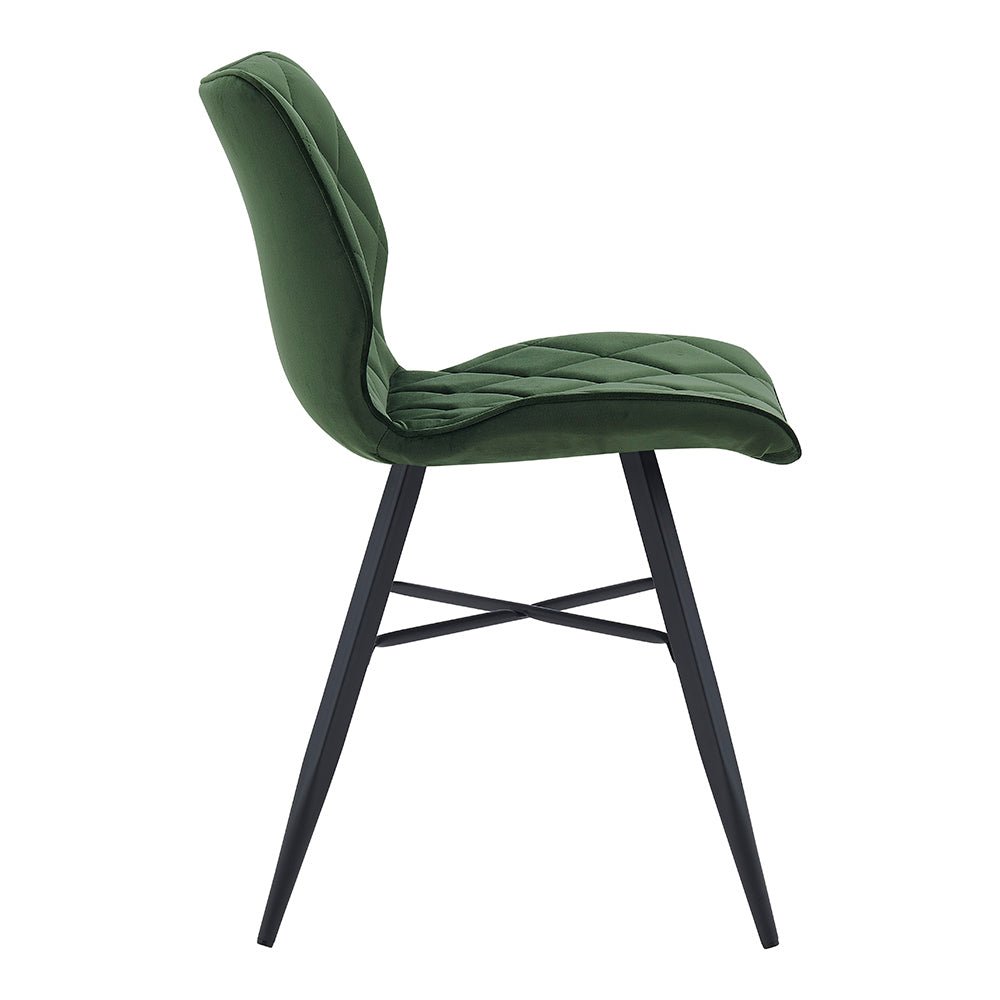 Set of 2 Ampney Velvet Diamond Stitch Dining Chairs with Metal Legs (Green Velvet) — view 8
