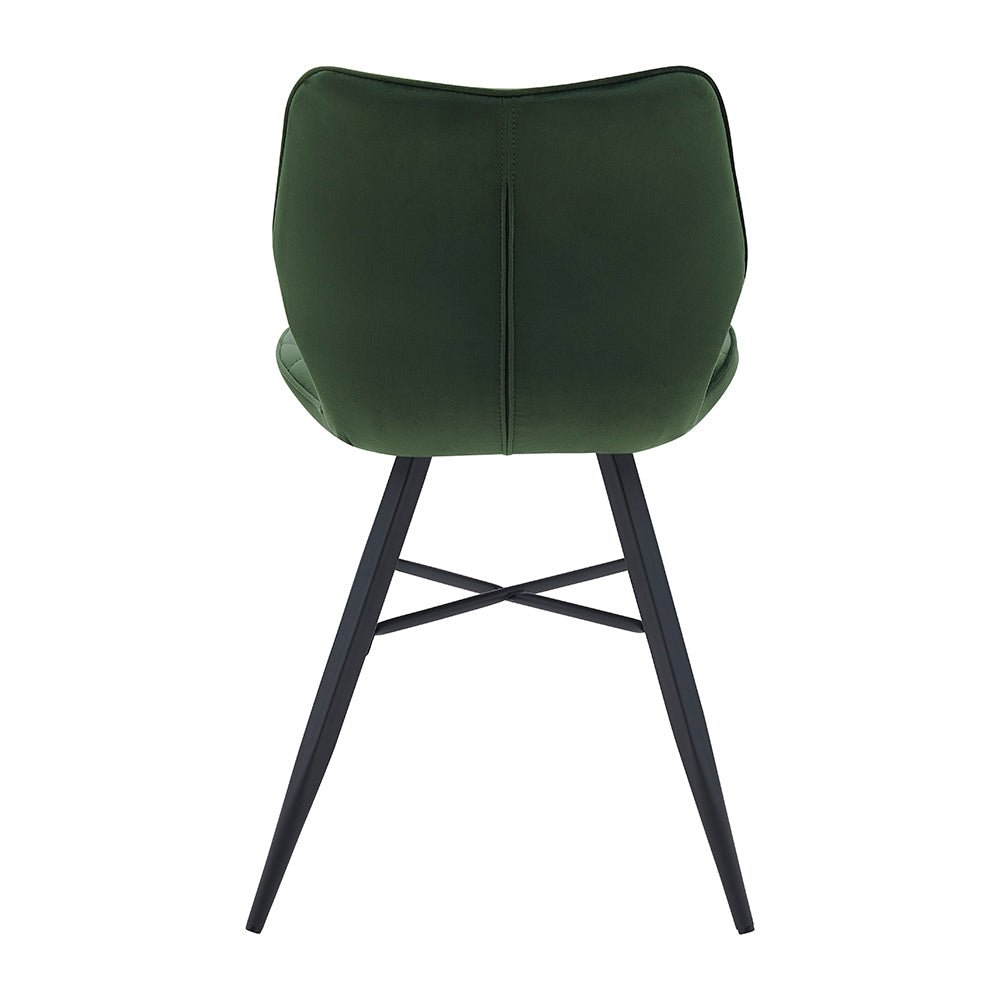 Set of 2 Ampney Velvet Diamond Stitch Dining Chairs with Metal Legs (Green Velvet) — view 9