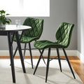 Set of 2 Ampney Velvet Diamond Stitch Dining Chairs with Metal Legs (Green Velvet) — dining chair from 2nd Time Around