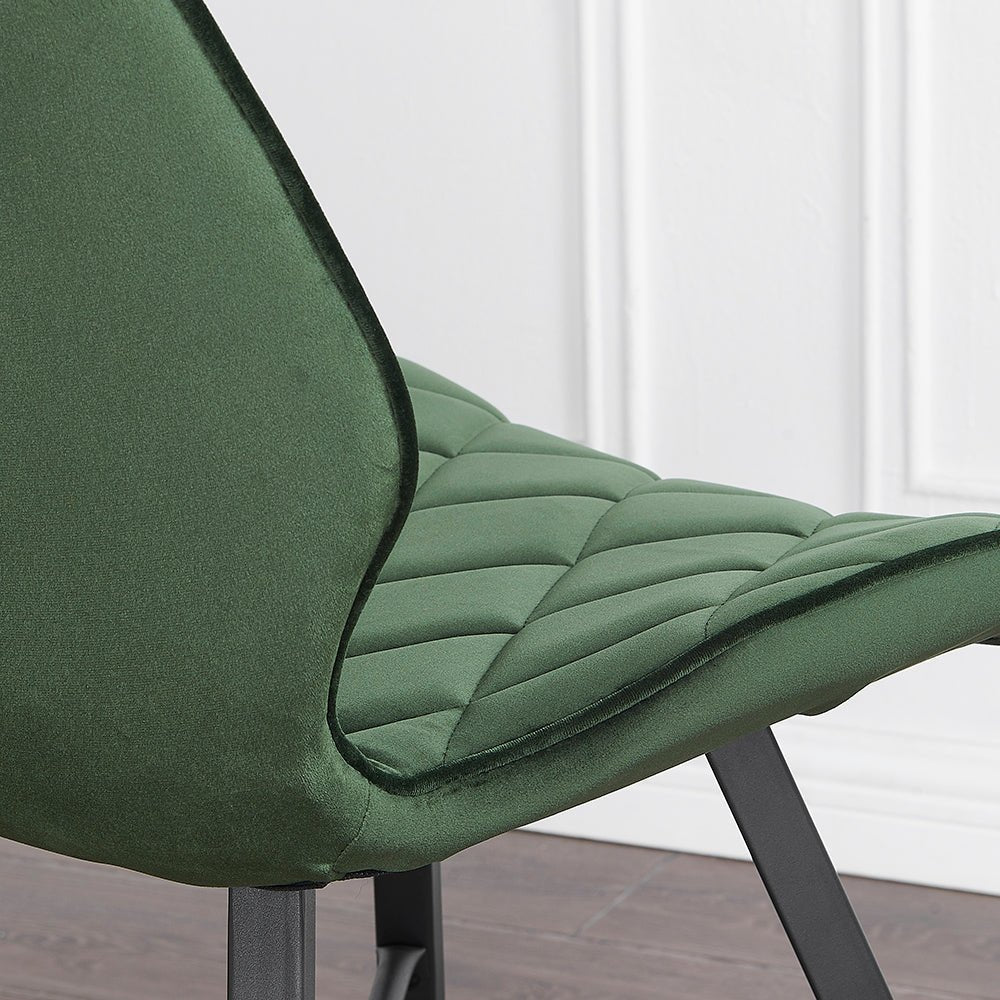 Set of 2 Ampney Velvet Diamond Stitch Dining Chairs with Metal Legs (Green Velvet) — view 3