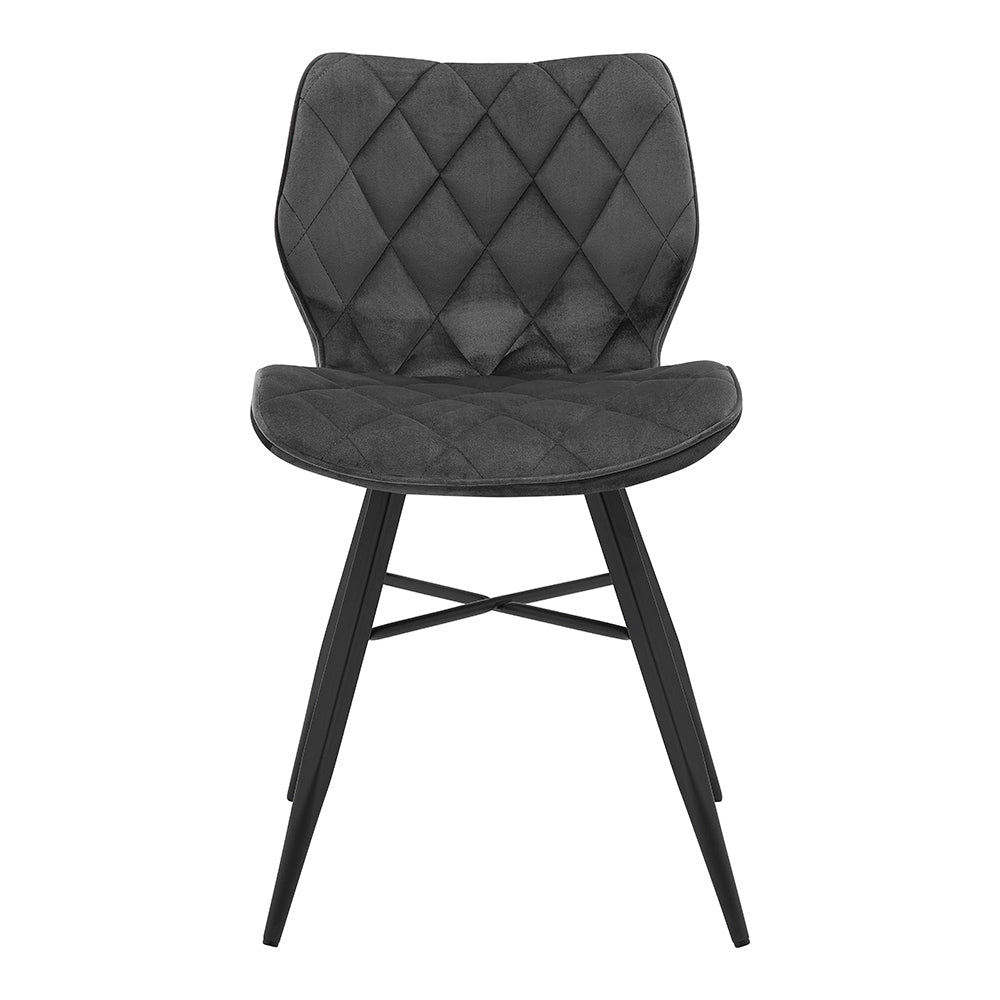 Set of 2 Ampney Velvet Diamond Stitch Dining Chairs with Metal Legs (Dark Grey Velvet) — view 5